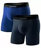 CAOZITOU Merino Boxershorts Herren 2er Pack, 100% Merinowolle Lange Unterhosen Männer, Wolle Unterwäsche mit Eingriff Atmungsaktive Weiche (Multicolor01, L)
