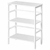 HOOBRO Bücherregal, Standregal, 3 Ebenen Leiterregal, schmales Regal, Multifunktionales Ablageregal, Stabiler Metallrahmen, offene Ablagen, für Wohnzimmer, Arbeitszimmer, Weiß EWT86CJ01G1