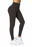 Enjoyoga Leggings Damen High Waist [mit Innentasche] -Blickdicht Sporthose Laufhose für Sport Yoga Gym -59(S-M, Brown)