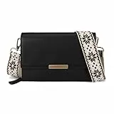 Gladdon Kleine Clutches für Damen, Crossbody-Geldbörse mit weichem PU-Leder und Klappe, Cross-Body-Handtaschen mit verstellbarem breitem Riemen, Schwarz