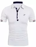 COOFANDY Poloshirt Herren Kurzarm Golf T-Shirt Männer Polohemd Sommer Muscle Shirts Sports Polo Slim Fit Weiß M