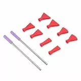FILFEEL Edelstahl-Strohhalm-Blasdüsen-Set Zum Acrylgießen – 2 Metallstrohhalme + 8 Farbcodierte Kunststoffdüsen – Professionelles Fluid-Art-Werkzeug für Bloom Dutch P (Rot)