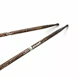ProMark Schlagzeug Sticks - Classic 5A Drum Sticks - FireGrain - Keine übermäßige Vibration - Lackierung, Ovale Holzspitze, Hickoryholz - 1 Paar