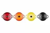Le Creuset 4er-Set Mini Cocottes aus Steinzeug, je 200 ml, 10 x 5 cm, Feuer und Flamme (Gelb/Kirschrot/Ofenrot/Schwarz), 79212105129100
