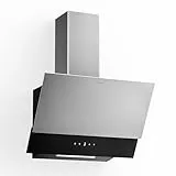 Klarstein Verosteel Dunstabzugshaube 60 cm - Kopffreihaube, 624 m³/h, A++ Energie, Touch, LED, leise, Edelstahl & Glas, Abzugshaube Küche, spülmaschinenfester Filter