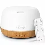 ASAKUKI Aroma Diffuser, 300ML Ultraschall Aromatherapie Diffusor für Ätherische Öle, Luftbefeuchter mit Fernbedienung, Automatische Abschaltung bei Wasserlosem Zustand, und 7 Arten LED Lichtfarben