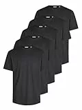 Only & Sons Tshirt Herren Regular Fit ONSJEFF LONGY 5er Set Pack lang geschnitten Rundhals Kurzarm Sommer Tee Shirt Basic, Größe:M, Farbe:Black (22039223)
