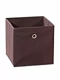 Inter Link – Faltbare Aufbewahrungsbox – Klappbarer Objekthalter – Stoff Faltbox – Aufbewahrungsbox für Raumteiler oder Regale – 32 x 32 x 32 cm – Mit Fingerloch – Winny – Braun