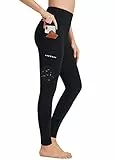 BAYGE Damen Sport Leggings Winter Hohe Taille Fleece Gefüttert Wasserdicht Blickdicht Bauchkontrolle Slim Fit Yogahose Sporthose Sweathose Fitnesshose mit Taschen, Schwarz, XL