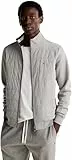 Tommy Hilfiger Herren Sweatshirt mit Reißverschluss Mix Media Zip Thru Stand Stehkragen, Grau (Light Grey Heather), M
