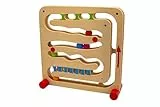 goki 53819 - Kugelbahn mit Fingerfahrstuhl, Innovatives Holzspielzeug mit motorischem Lerneffekt, 6 Kugeln, 30x30x10cm, natur, ab 2 Jahre