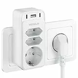 Steckdosenleiste 6 in 1 Mehrfachsteckdose mit 3 Fach Steckdose,Mehrfachstecker mit 2 USB C und 1 USB A Netzstecker,Steckdosenadapter Verteilersteckdose USB C für Steckdosen Zuhause