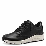 Jana Damen Sneaker flach mit Reißverschluss Vegan, Schwarz (Black/White), 38 EU