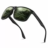 Wrimen Sonnenbrille Herren-Polarisiert-UV400 Schutz-Mode-Retro-Unisex-Ultraleicht-Sonnenbrillen-Klassisch Rechteckig-Outdoor Sport Brille für Fahren Reise Angeln Dunkelgrün