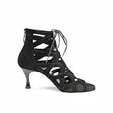 Portdance Damen Tanzschuhe PD804N - Farbe: Schwarz - Absatz: 5 cm Flare (klein) - Größe: EUR 40