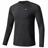 Huayuzh Herren UV-Schutz Rashguard UV Shirt UPF 50+ Langarmshirt Schwimm T-Shirt Schnelltrocknend Atmungsaktiv Surfen Schwarz M