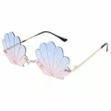 Toyvian Muschel-sonnenbrille - Randlose Wellen-sonnenbrille, Muschelförmige Brille, Foto-requisite, Uv-schutz, Leicht, Bequem, Party- Und Lustige Brille für Damen Und Herren (blau Und Rosa)