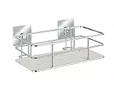 WENKO Turbo-Loc® Edelstahl Wandablage Quadro - Befestigen ohne Bohren, Edelstahl rostfrei, 24 x 10 x 14.5 cm, Chrom