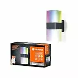 LEDVANCE Smarte LED Aussenleuchte für die Wand mit WiFi Technologie für Außen, RGB-Farben änderbar, aus dunkelgrauem Aluminium, Kompatibel mit Google und Alexa Voice Control, SMART+ WIFI CUBE UPDOWN