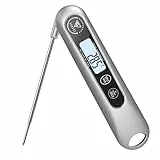DOQAUS Grillthermometer Digitales Bratenthermometer Fleischthermometer Thermometer Kochen Küchenthermometer mit 3s Sofortiges Auslesen&Langer Sonde,für Braten,Kochen,Grillen,BBQ,Backen-Silber