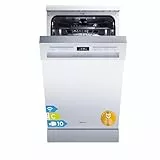 Midea SF 5.45NW10C Geschirrspüler 45cm Freistehend & Unterbaufähig, 10 Maßgedecke, 7 Programme, Spülmaschine 45 cm mit WIFI, 44 db, Startverzögerung, Automatische Türöffnung, 63 kWh/100 Zyklen, Weiß