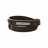 Fossil Armband Für Männer Vintage Casual, Double Wrap Gesamtlänge: 480mm Braun Lederarmband, JF87354040