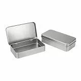 LJY 2 Stück Blechdose mit Deckel Silber (15x9x3 cm) – Kleine Metalldose Klappdeckel für Schmuck & Elektronik – Aufbewahrungsbox Metallbox