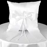 RAHHLIZS Ringkissen Hochzeit Ringhalter Kissen Weiß Satinband Hochzeit Ehering Kissen mit Schleife Band Für Ringträger Strandhochzeitsfeier Antrag Verlobung Oder Eheringe, 15 X15cm