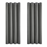 Deconovo Verdunkelungsvorhang Kälteschutz Gardinen Schlafzimmer Kälteschutzvorhang Blickdicht, 229x168 cm(HöhexBreite), Hellgrau, 2er Set