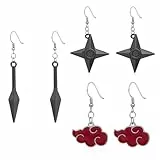 XHBTS 3 Paar Klassische Ohrringe,Red Cloud Ohrringe cosplay Earrings, Anime Drop Ohrringe Ohrringe Ohrstecker Anime Cosplay Zubehör Requisite Statement Ohrringe for Anime Lovers