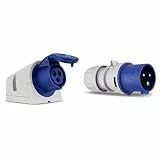 REV CEE 16A Wandsteckdose für Heim und Handwerk, CEE Steckdose Wand 230V mit REV Caravan, CEE Stecker 3-polig (1PH+N+PE)