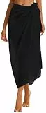 Gosunny Sarong Tuch Damen Sommer Chiffon Strandtuch Lange Strandkleid Leicht Pareos Bikini Cover Up(Schwarz)