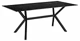 AC Design Furniture Lajla Rechteckiger Esstisch für 6 Personen, Tischplatte in Schwarz mit Metallgestell, Küchentisch mit Keramikoberfläche, Hitzebeständig, Kratzfest, B: 180 x H: 74 x T: 90 cm