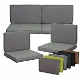 Beo Lounge Auflagen Set Monaco 8-teilig - Atmungsaktiv, Maschinenwaschbar, UV-beständig - Gartenmöbel Kissen für Rattanmöbel in Hell-Grau - Passend für Allibert Lounge-Möbel