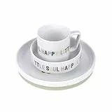 LÄSSIG Geschirrset Porzellan Kindergeschirrset Teller Schüssel Tasse mit Silikonring rutschfest Kindergeschirr/Happy Fruits