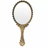 Amexo Handspiegel mit Griff Vintage, Vintage Spiegel Schmink Spiegel Friseur Spiegel Kunststoff Handspiegel Spiegel Hand für Mädchen Frauen Friseur Make Up Reisenutzung (Bronze)