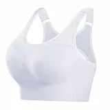 Litherday Sport BH Damen Starker Halt Push Up Yoga Sports Bra Ohne Buegel mit Abnehmbar Gepolstert Verstellbar Träger für Fitness Lauf Jogging Weiß L