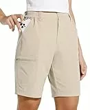 WILLIT Damen Shorts Wanderhose Kurze Hose Sommer Cargohose Radhose Stretch Sporthose Golfshorts Schnelltrocken Wander Outdoor Leichte Reise Shorts mit Taschen Khaki L