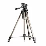 Mantona Basic Travel Pro III Fotostativ – großes, leichtes Aluminium Dreibein Videostativ mit Schnellwechselplatte, Höhe 55 bis 146 cm, Traglast 3 kg, leichte 1,07 kg, Bronze, mit Tasche