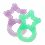 Dentistar Beißring 2er-Set – Teether für Babys & Kleinkinder ab 3 Monate – Baby Beißring mit Griff aus weichem Material zur Zahnungshilfe & Massage – Made in Germany – Grün & Lila