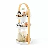 Umbra Bellwood Kosmetik und Make-Up Organizer mit herausnehmbarem Behälter für Schminkpinsel, 3-stufig, Weiss/Natur