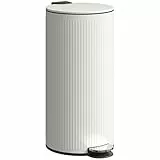 HOMCOM Mülleimer 30 L Treteimer mit Softclose-Deckel und Pedal, Abfallsammler mit abnehmbarem Inneneimer, Abfalleimer, Metall, Cremeweiß, 36 x 30 x 60,5 cm