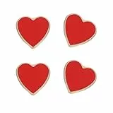 Amosfun Herz Anstecker Rot 4Er Set Kleine Broschen Valentinstag Liebe Anstecknadeln Für Kleidung Taschen Jacken Festliche Accessoires