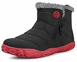 Eagsouni Barfußschuhe Herren Damen Gefüttert Winterschuhe Warm Winterstiefel Winter Boots, Schwarz Rot, 40 EU