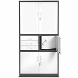 Jan Nowak Aktenschrank, Büroschrank, Metallschrank mit Tresor | 3 Schubladen, Höhenverstellbare Fachböden, Geheimfach, Pulverbeschichtet | für Büro, Archiven | 185 cm x 90 cm x 40 cm, Anthrazit-Weiß