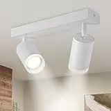 FORCOSO Deckenstrahler Schwenkbar 350°, 2 Flammig Deckenlampe Weiß Spotlight, GU10 Spots Deckenleuchte, Blendfrei Strahler Innen Lampe Decke, Wohnzimmer Schlafzimmer Küche Deckenspots Wandstrahler
