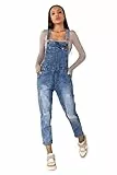 Nina Carter Damen Latzhose Jeans Boyfriend Denim Overall Jumpsuit Used-Look Sommeroverall (DE/NL/SE/PL, Alphanumerisch, L, Regular, Regular, Hellblau (S535))