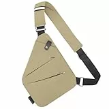 YERUUE Anti Diebstahl Umhängetasche Herren Damen Diebstahlsichere Brusttasche Herren mit Verstellbarem Gurt Schultertasche Leichte Sling Bag für Radfahren, Wandern, Reisen (Khaki)