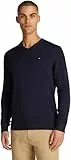 Tommy Hilfiger Herren Pullover Essential Cotton V-Ausschnitt, Blau (Desert Sky), M