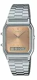 Casio Retro AQ-230A-4AMQYDF Quarz Stahl Grau Orange Zifferblatt 30mm Herren-Armbanduhr, Armband